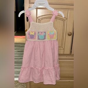 Disney Pink Crochet Dress with Minnie Mouse Character Accents